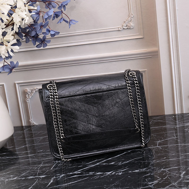 N品 YSL サンローラン バッグ アウトレット ニキ ミディアム ブラック 6331580EN041000 カーフスキンレザー シルバー金具 激安優良店 - 画像 (8)