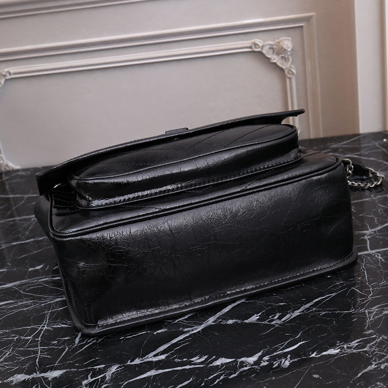 N品 YSL サンローラン バッグ アウトレット ニキ ミディアム ブラック 6331580EN041000 カーフスキンレザー シルバー金具 激安優良店 - 画像 (7)