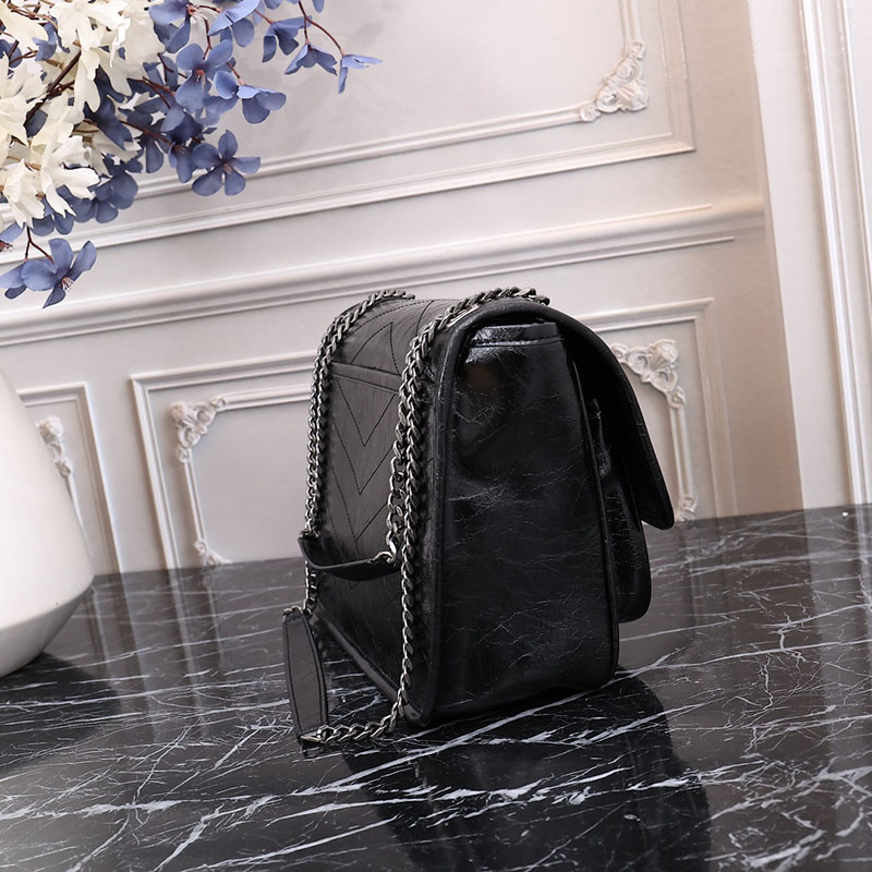 N品 YSL サンローラン バッグ アウトレット ニキ ミディアム ブラック 6331580EN041000 カーフスキンレザー シルバー金具 激安優良店 - 画像 (5)