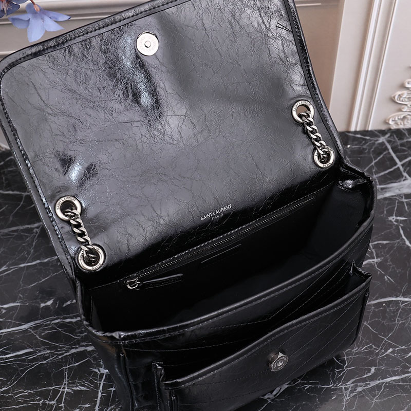 N品 YSL サンローラン バッグ アウトレット ニキ ミディアム ブラック 6331580EN041000 カーフスキンレザー シルバー金具 激安優良店 - 画像 (3)