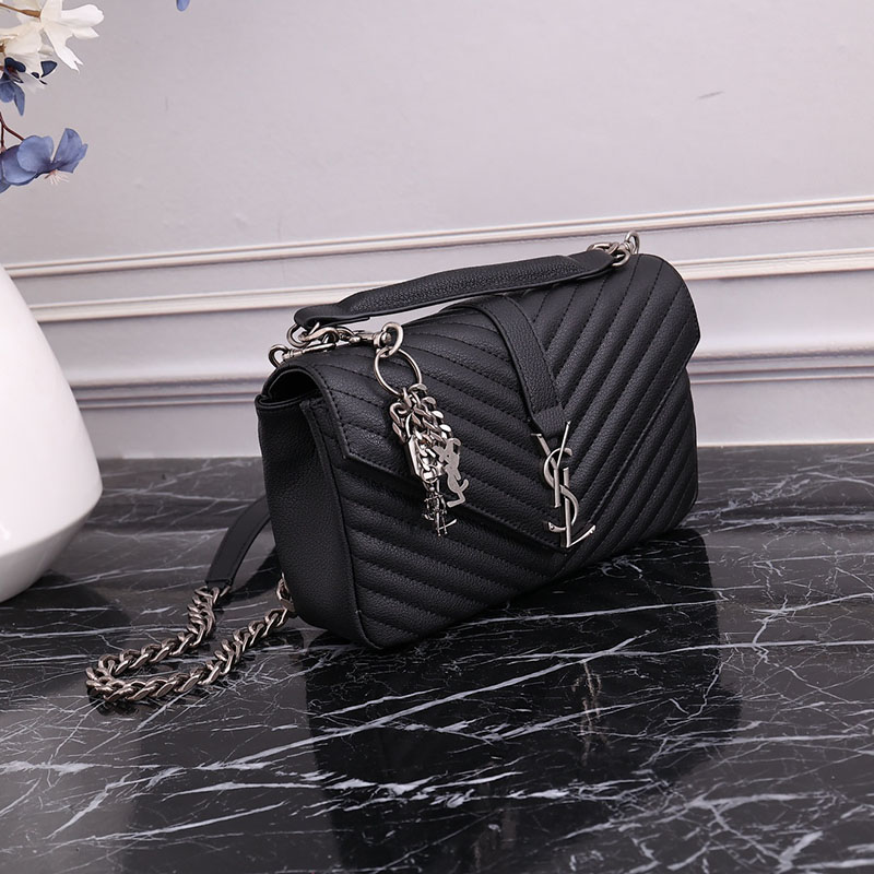 N品 YSL サンローラン バッグ レディース カレッジ ミディアム ブラック 600279BRM041000 ラムスキン シルバー金具 激安優良店 - 画像 (9)