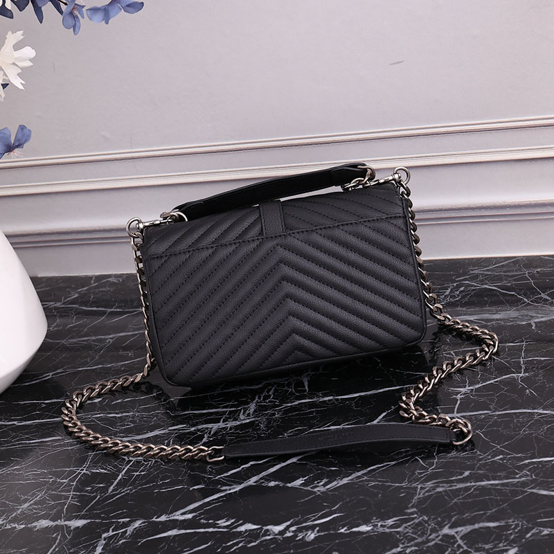 N品 YSL サンローラン バッグ レディース カレッジ ミディアム ブラック 600279BRM041000 ラムスキン シルバー金具 激安優良店 - 画像 (8)