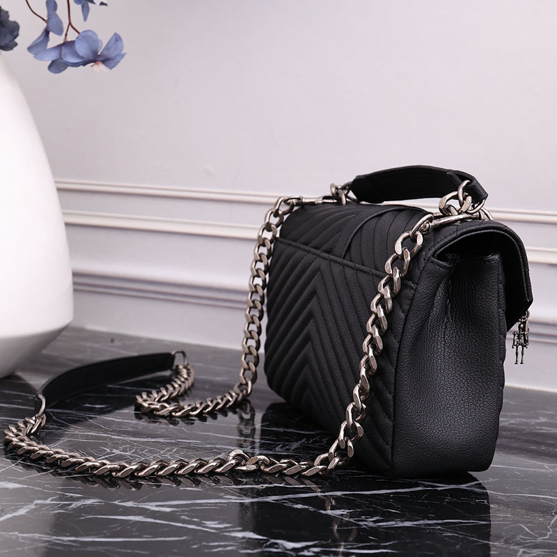 N品 YSL サンローラン バッグ レディース カレッジ ミディアム ブラック 600279BRM041000 ラムスキン シルバー金具 激安優良店 - 画像 (4)