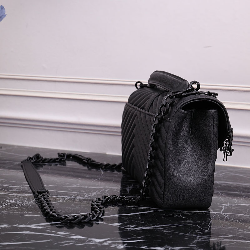 N品 YSL サンローラン バッグ レディース カレッジ ミディアム ブラック 600279BRM081000 ラムスキン ブラック金具 激安優良店 - 画像 (4)