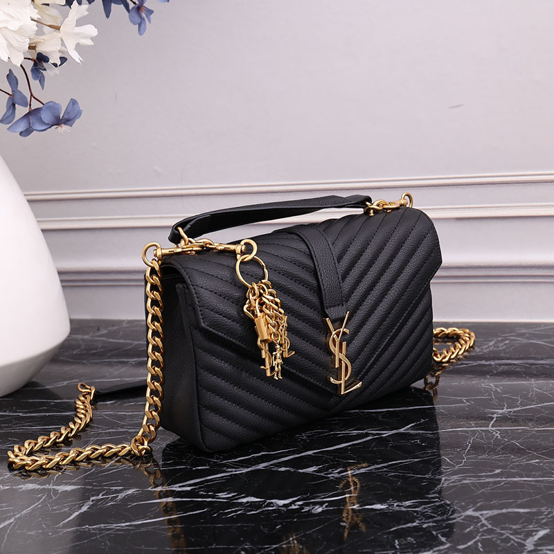 N品 YSL サンローラン バッグ レディース カレッジ ミディアム ブラック 600279BRM071000 ラムスキン ゴールド金具 激安優良店 - 画像 (9)