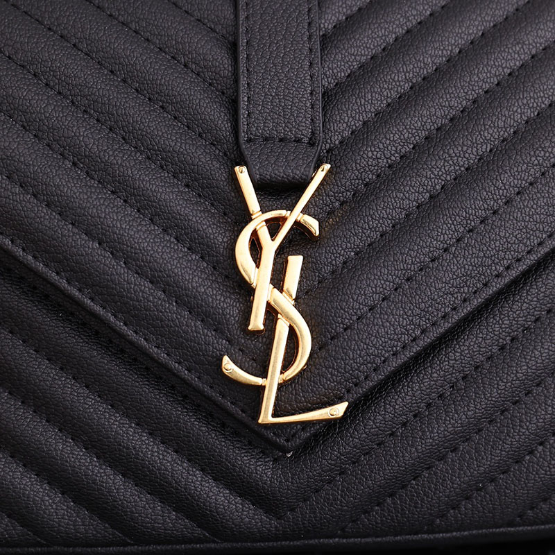 N品 YSL サンローラン バッグ レディース カレッジ ミディアム ブラック 600279BRM071000 ラムスキン ゴールド金具 激安優良店 - 画像 (6)