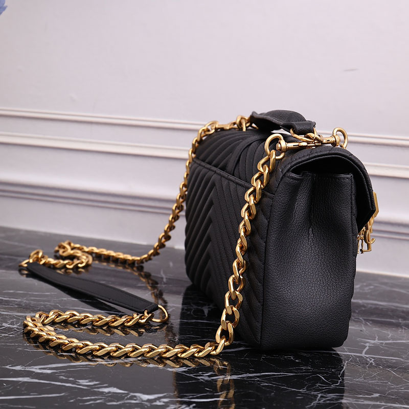 N品 YSL サンローラン バッグ レディース カレッジ ミディアム ブラック 600279BRM071000 ラムスキン ゴールド金具 激安優良店 - 画像 (4)