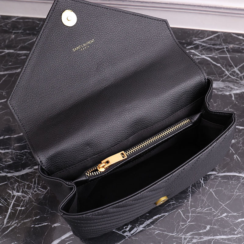 N品 YSL サンローラン バッグ レディース カレッジ ミディアム ブラック 600279BRM071000 ラムスキン ゴールド金具 激安優良店 - 画像 (3)
