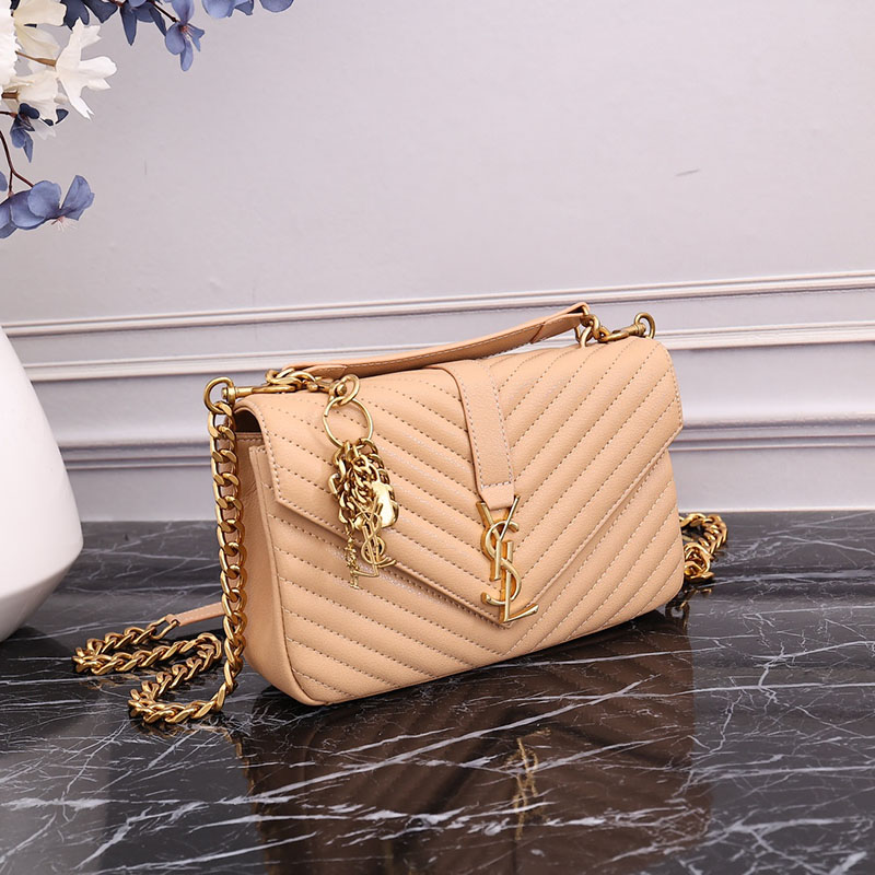 N品 YSL サンローラン バッグ レディース カレッジ ミディアム DARK BEIGE 600279BRM072721 ラムスキン ゴールド金具 激安優良店 - 画像 (9)