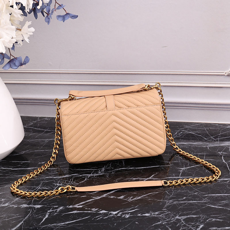 N品 YSL サンローラン バッグ レディース カレッジ ミディアム DARK BEIGE 600279BRM072721 ラムスキン ゴールド金具 激安優良店 - 画像 (8)