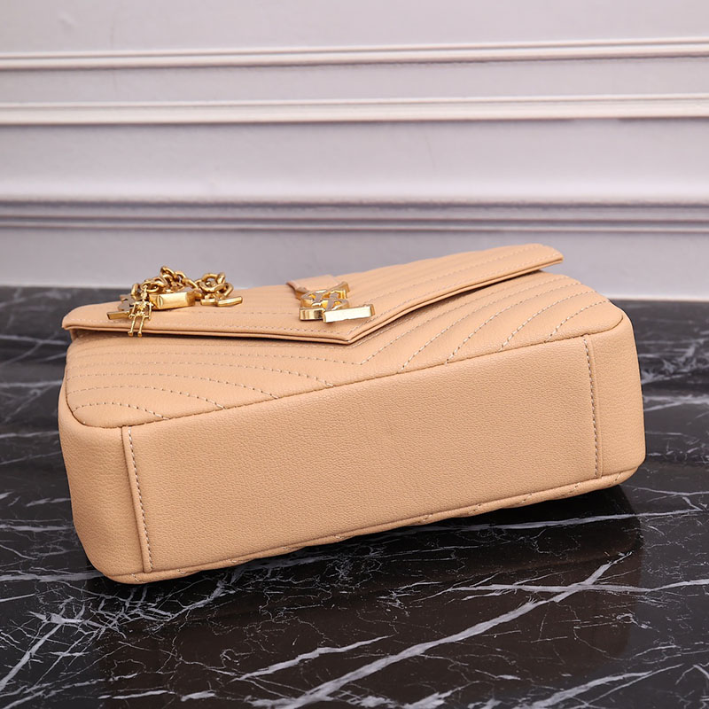 N品 YSL サンローラン バッグ レディース カレッジ ミディアム DARK BEIGE 600279BRM072721 ラムスキン ゴールド金具 激安優良店 - 画像 (7)