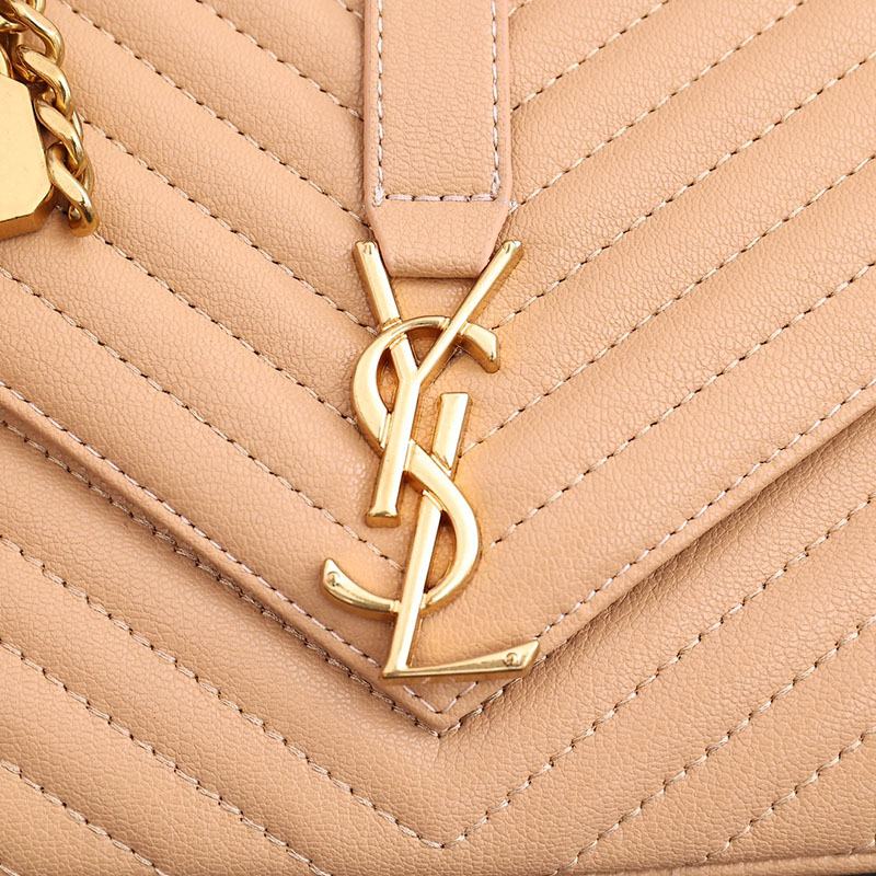 N品 YSL サンローラン バッグ レディース カレッジ ミディアム DARK BEIGE 600279BRM072721 ラムスキン ゴールド金具 激安優良店 - 画像 (6)