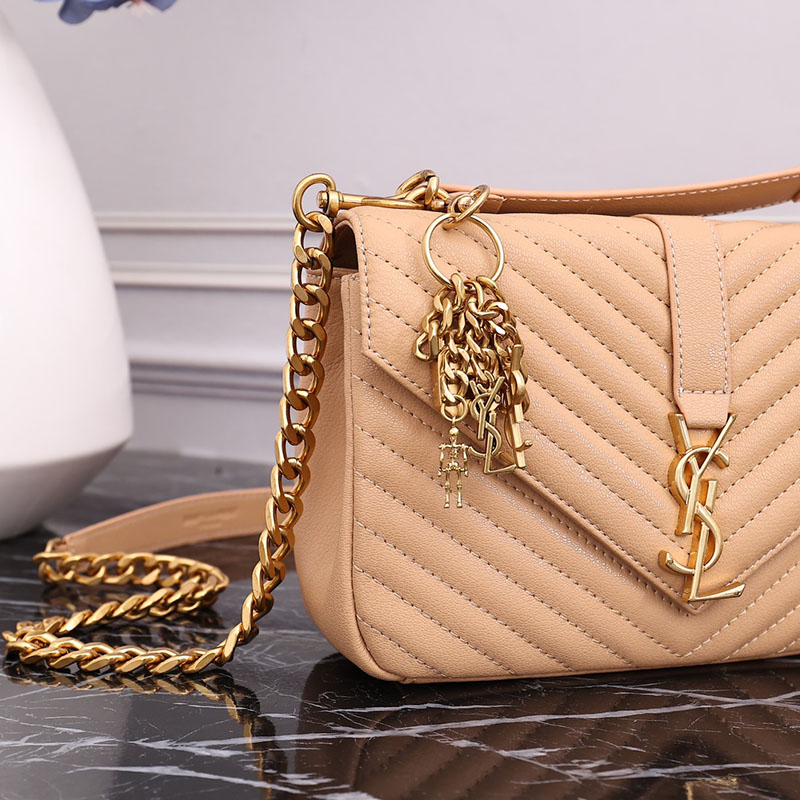 N品 YSL サンローラン バッグ レディース カレッジ ミディアム DARK BEIGE 600279BRM072721 ラムスキン ゴールド金具 激安優良店 - 画像 (5)