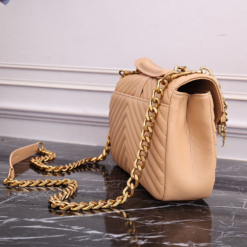 N品 YSL サンローラン バッグ レディース カレッジ ミディアム DARK BEIGE 600279BRM072721 ラムスキン ゴールド金具 激安優良店 - 画像 (4)
