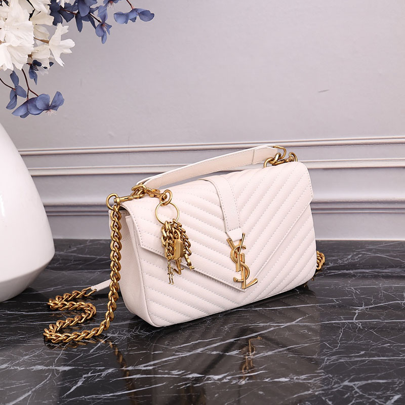 N品 YSL サンローラン バッグ レディース カレッジ ミディアム BLANC VINTAGE 600279BRM079207 ラムスキン ゴールド金具 激安優良店 - 画像 (9)