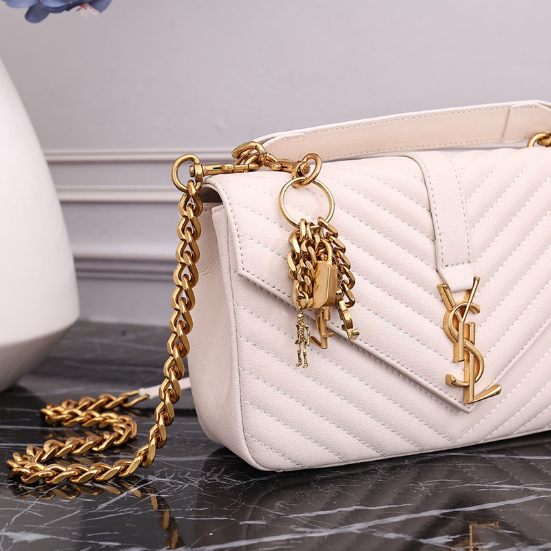 N品 YSL サンローラン バッグ レディース カレッジ ミディアム BLANC VINTAGE 600279BRM079207 ラムスキン ゴールド金具 激安優良店 - 画像 (8)