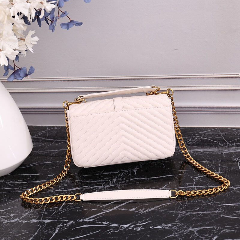 N品 YSL サンローラン バッグ レディース カレッジ ミディアム BLANC VINTAGE 600279BRM079207 ラムスキン ゴールド金具 激安優良店 - 画像 (7)