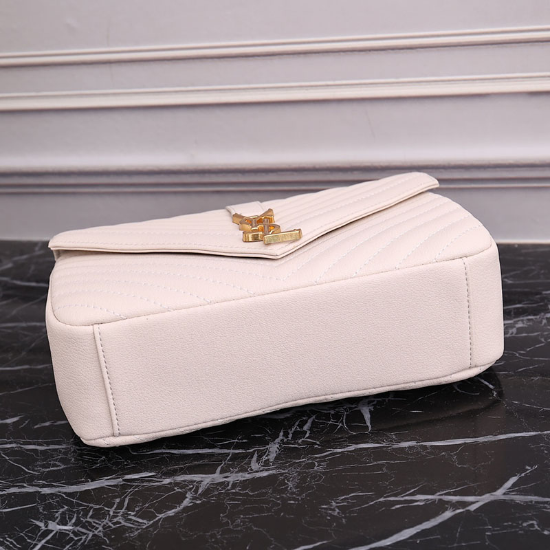 N品 YSL サンローラン バッグ レディース カレッジ ミディアム BLANC VINTAGE 600279BRM079207 ラムスキン ゴールド金具 激安優良店 - 画像 (6)