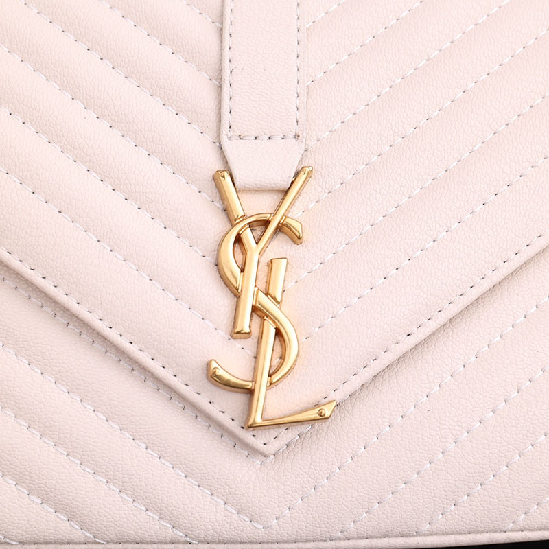 N品 YSL サンローラン バッグ レディース カレッジ ミディアム BLANC VINTAGE 600279BRM079207 ラムスキン ゴールド金具 激安優良店 - 画像 (5)
