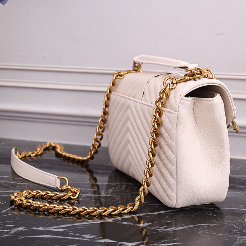 N品 YSL サンローラン バッグ レディース カレッジ ミディアム BLANC VINTAGE 600279BRM079207 ラムスキン ゴールド金具 激安優良店 - 画像 (4)