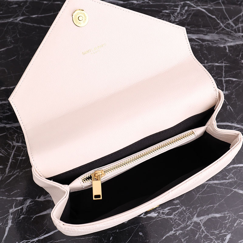 N品 YSL サンローラン バッグ レディース カレッジ ミディアム BLANC VINTAGE 600279BRM079207 ラムスキン ゴールド金具 激安優良店 - 画像 (3)