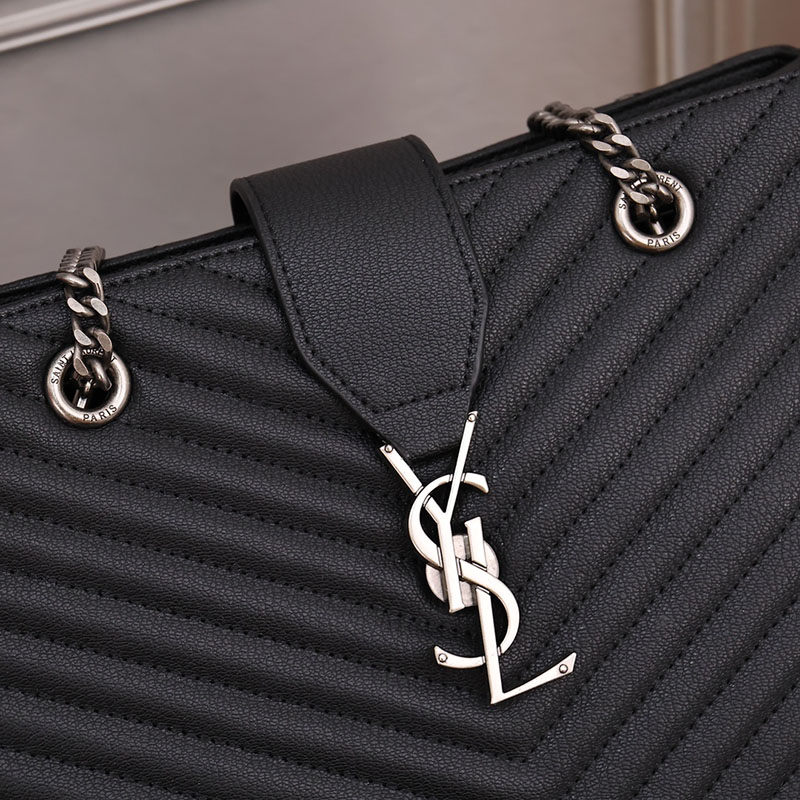 N品 YSL サンローラン MONOGRAMME ショルダーバッグ ブラック 860359BRM021000 カーフスキンレザー シルバー金具 激安優良店 - 画像 (6)