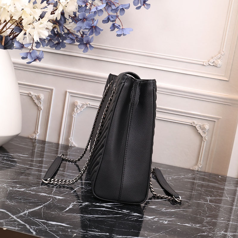 N品 YSL サンローラン MONOGRAMME ショルダーバッグ ブラック 860359BRM021000 カーフスキンレザー シルバー金具 激安優良店 - 画像 (5)
