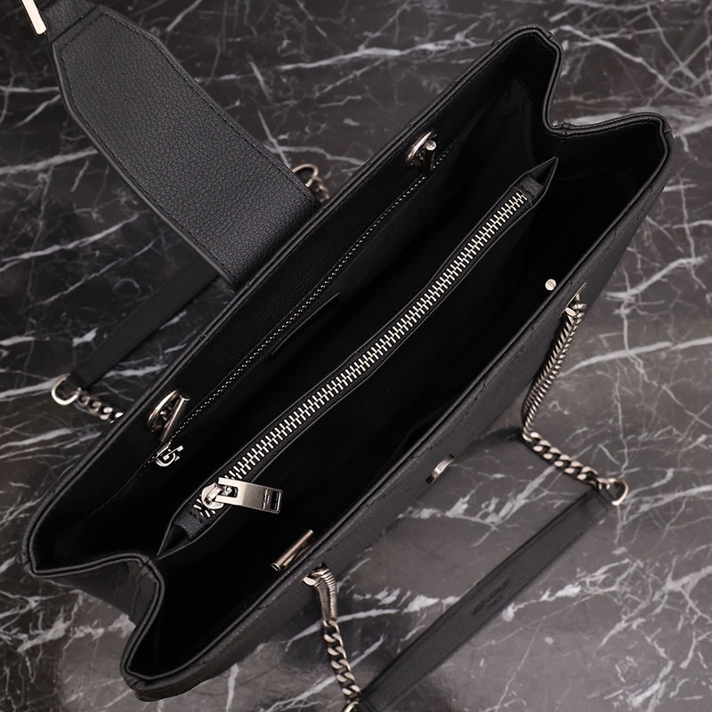 N品 YSL サンローラン MONOGRAMME ショルダーバッグ ブラック 860359BRM021000 カーフスキンレザー シルバー金具 激安優良店 - 画像 (4)