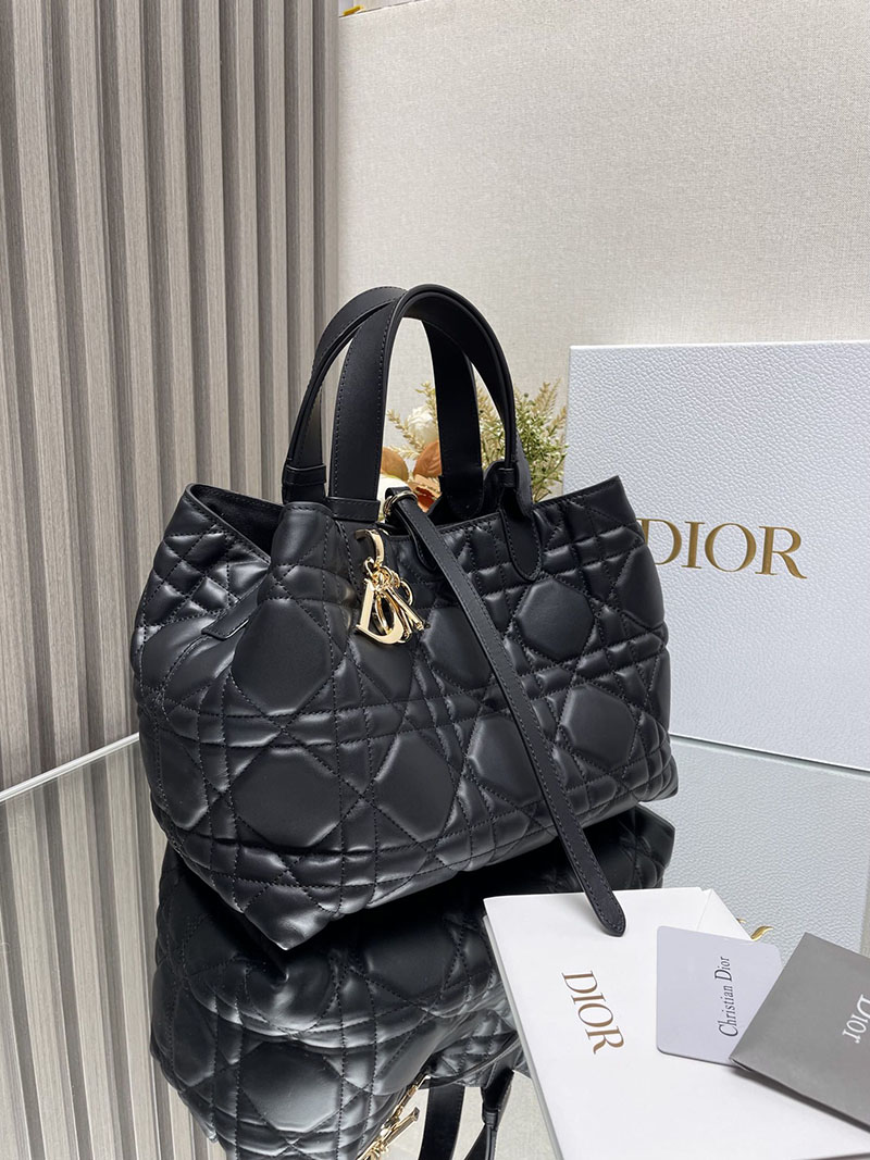 N品 DIOR ディオール Dior Toujours バッグ ミディアム M2821OBNT_M900 黒 ブラック ゴールド金具 激安優良店 - 画像 (8)