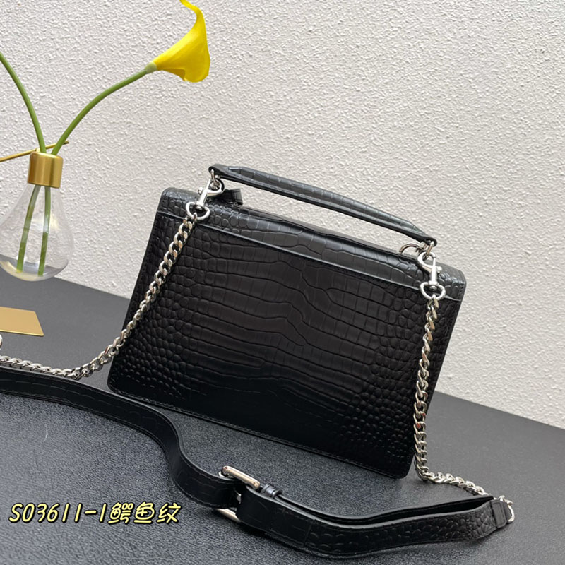 N品 YSL サンローラン ショルダーバッグ サンセット ミディアム ブラック 442906DND0N1000 カーフスキン シルバー金具 激安優良店 - 画像 (8)