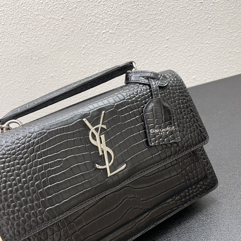 N品 YSL サンローラン ショルダーバッグ サンセット ミディアム ブラック 442906DND0N1000 カーフスキン シルバー金具 激安優良店 - 画像 (7)