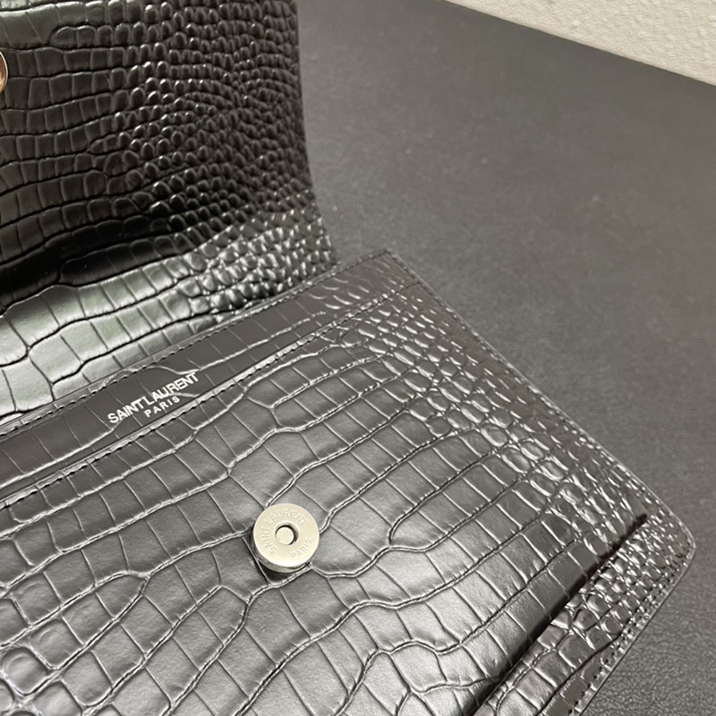 N品 YSL サンローラン ショルダーバッグ サンセット ミディアム ブラック 442906DND0N1000 カーフスキン シルバー金具 激安優良店 - 画像 (3)
