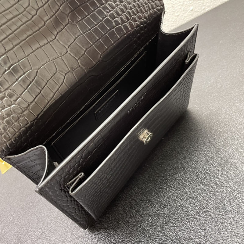 N品 YSL サンローラン ショルダーバッグ サンセット ミディアム ブラック 442906DND0N1000 カーフスキン シルバー金具 激安優良店 - 画像 (2)