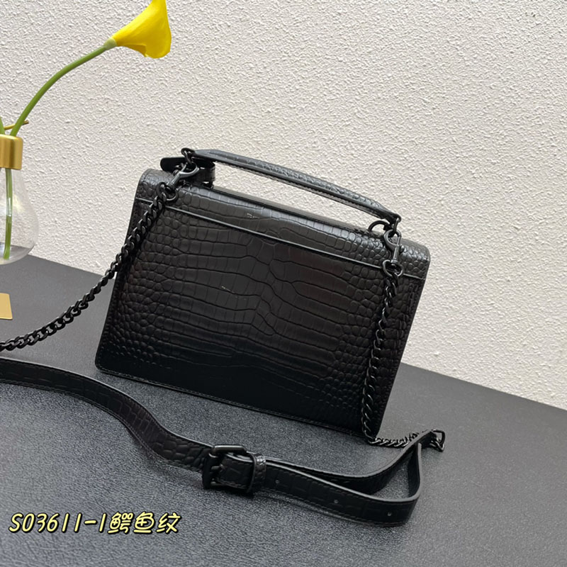 N品 YSL サンローラン ショルダーバッグ サンセット ミディアム ブラック 442906DND0U1000 カーフスキン ブラック金具 激安優良店 - 画像 (8)