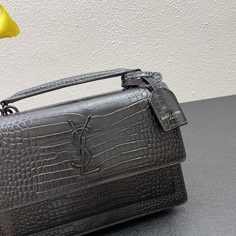 N品 YSL サンローラン ショルダーバッグ サンセット ミディアム ブラック 442906DND0U1000 カーフスキン ブラック金具 激安優良店 - 画像 (7)