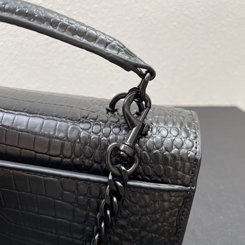 N品 YSL サンローラン ショルダーバッグ サンセット ミディアム ブラック 442906DND0U1000 カーフスキン ブラック金具 激安優良店 - 画像 (5)