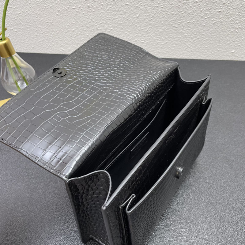 N品 YSL サンローラン ショルダーバッグ サンセット ミディアム ブラック 442906DND0U1000 カーフスキン ブラック金具 激安優良店 - 画像 (2)