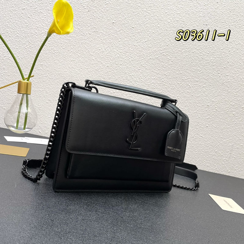 N品 YSL サンローラン ショルダーバッグ サンセット ミディアム ブラック 442906D420U1000 牛革 ブラック金具 激安優良店 - 画像 (9)