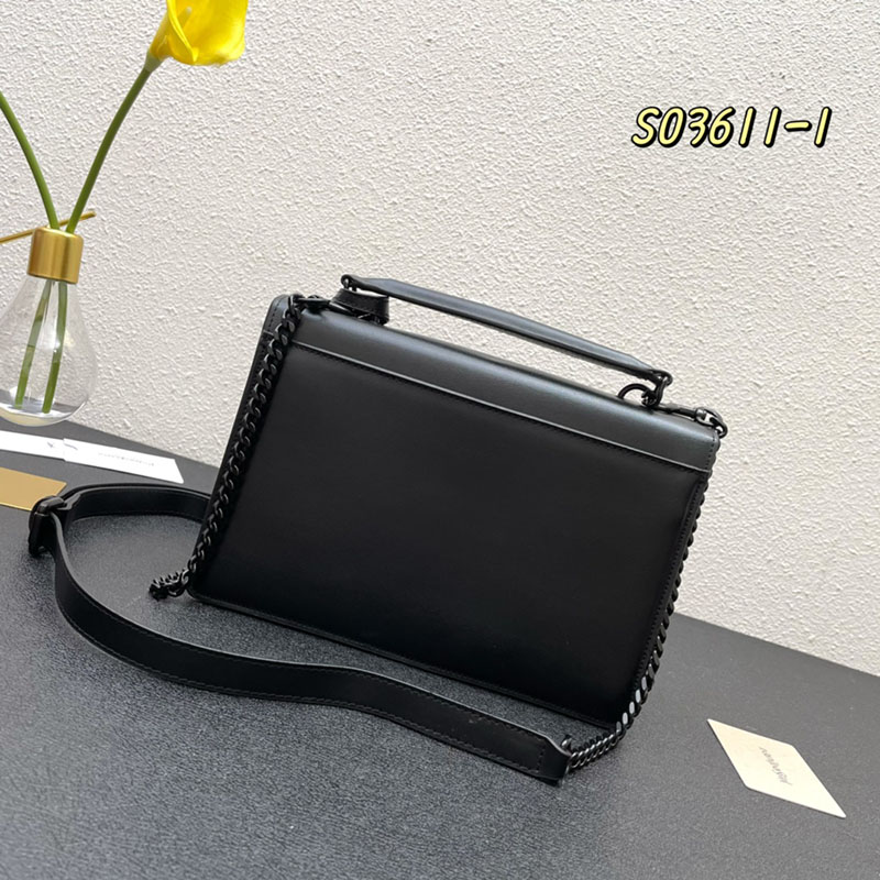 N品 YSL サンローラン ショルダーバッグ サンセット ミディアム ブラック 442906D420U1000 牛革 ブラック金具 激安優良店 - 画像 (8)