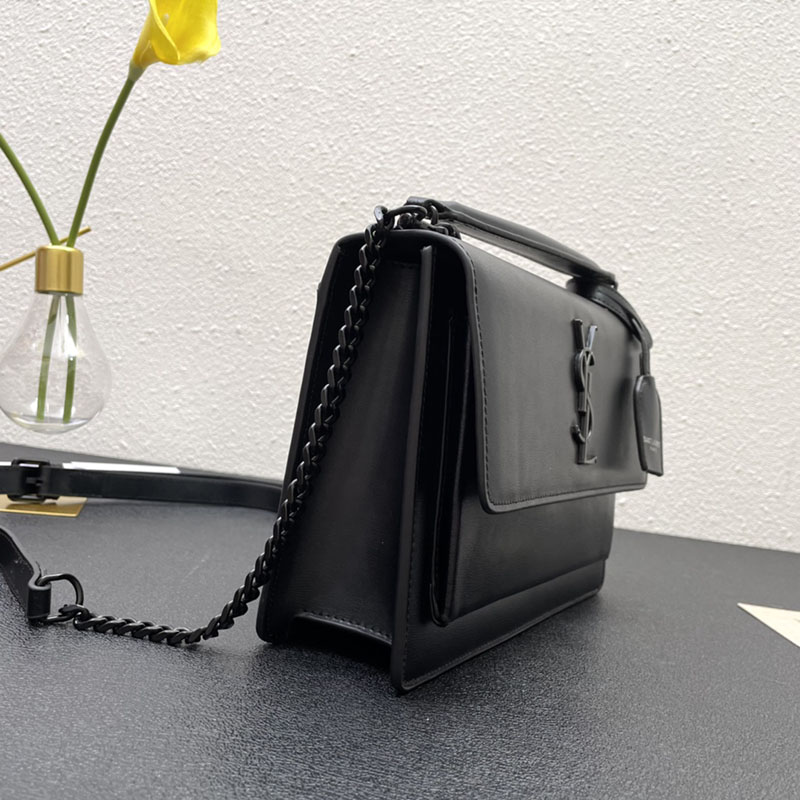 N品 YSL サンローラン ショルダーバッグ サンセット ミディアム ブラック 442906D420U1000 牛革 ブラック金具 激安優良店 - 画像 (6)
