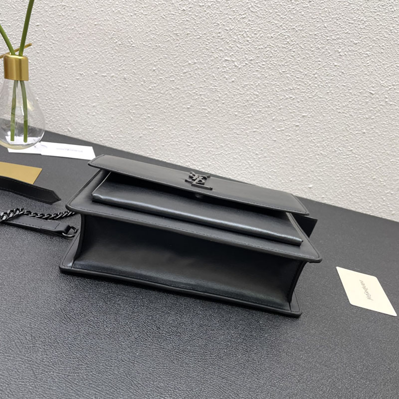 N品 YSL サンローラン ショルダーバッグ サンセット ミディアム ブラック 442906D420U1000 牛革 ブラック金具 激安優良店 - 画像 (4)