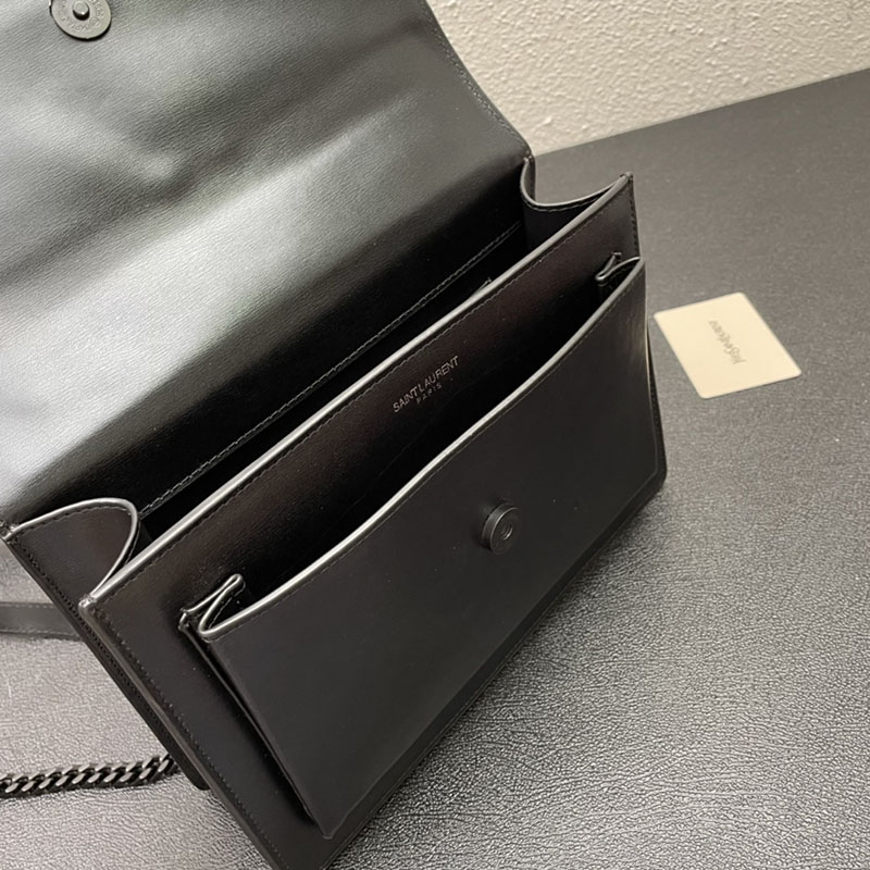 N品 YSL サンローラン ショルダーバッグ サンセット ミディアム ブラック 442906D420U1000 牛革 ブラック金具 激安優良店 - 画像 (3)