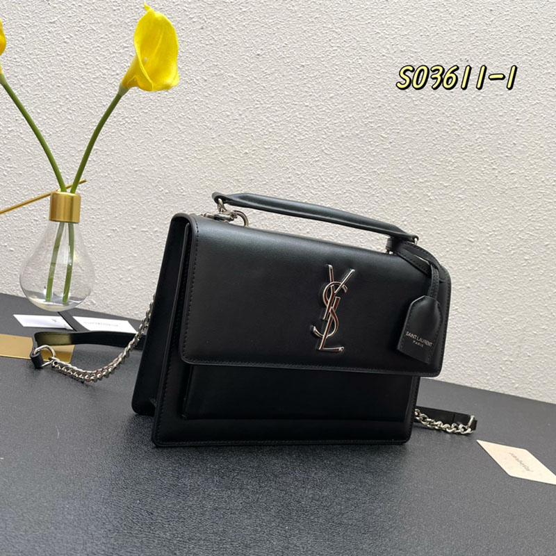 N品 YSL サンローラン ショルダーバッグ サンセット ミディアム ブラック 442906D420N1000 牛革 シルバー金具 激安優良店 - 画像 (9)