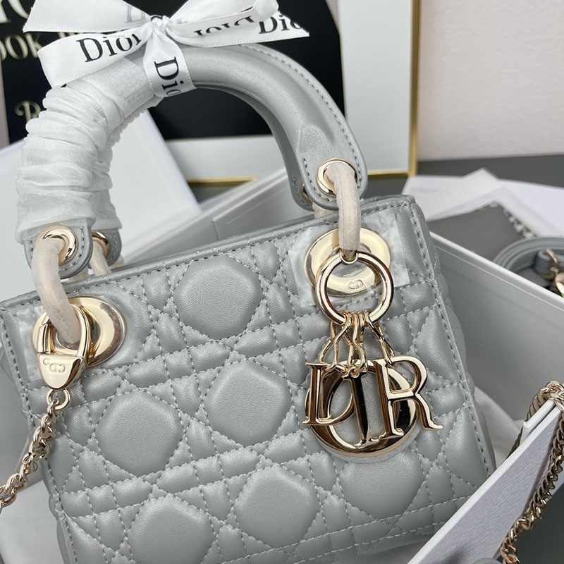 N品 DIOR ディオール Lady Dior バッグ ミニ M0505ONGE_M81B ストーングレー ゴールド金具 激安優良店 - 画像 (8)
