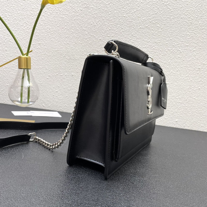 N品 YSL サンローラン ショルダーバッグ サンセット ミディアム ブラック 442906D420N1000 牛革 シルバー金具 激安優良店 - 画像 (6)