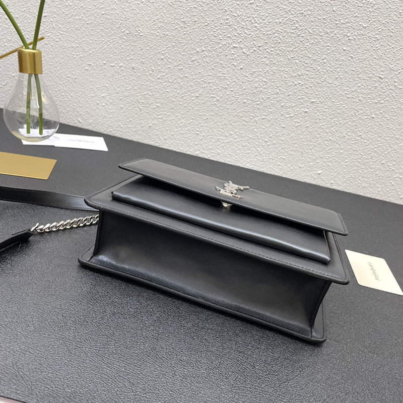 N品 YSL サンローラン ショルダーバッグ サンセット ミディアム ブラック 442906D420N1000 牛革 シルバー金具 激安優良店 - 画像 (4)