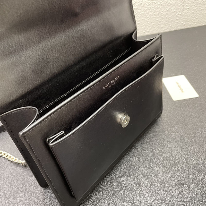 N品 YSL サンローラン ショルダーバッグ サンセット ミディアム ブラック 442906D420N1000 牛革 シルバー金具 激安優良店 - 画像 (3)