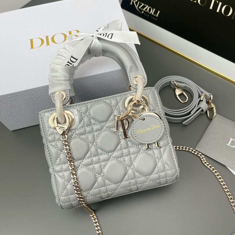 N品 DIOR ディオール Lady Dior バッグ ミニ M0505ONGE_M81B ストーングレー ゴールド金具 激安優良店 - 画像 (3)