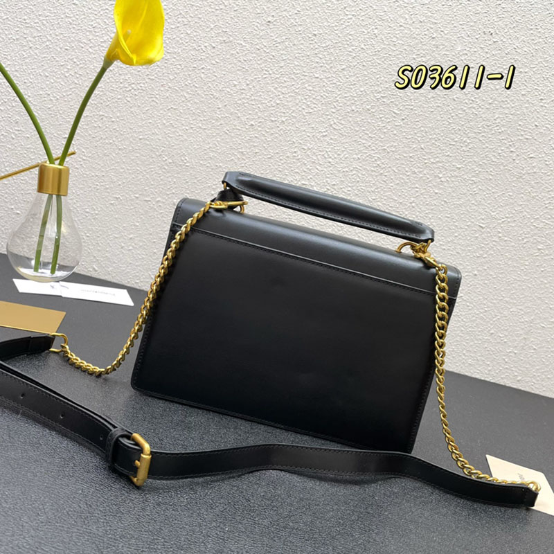 N品 YSL サンローラン ショルダーバッグ サンセット ミディアム ブラック 442906H3Z0W1000 牛革 ゴールド金具 激安優良店 - 画像 (8)