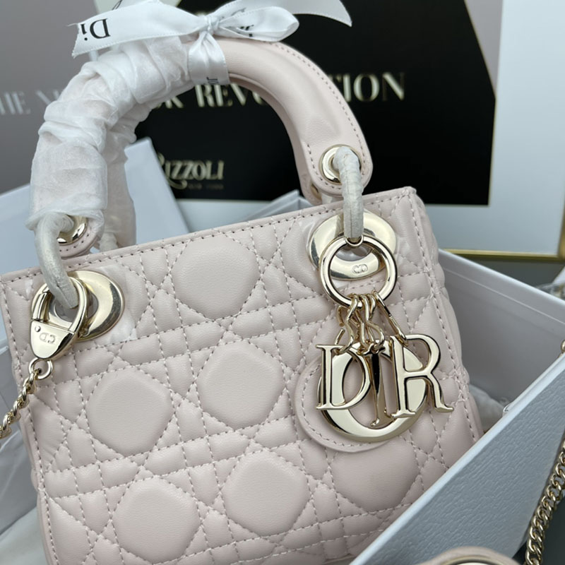 N品 DIOR ディオール Lady Dior バッグ ミニ M0505ONGE_M51U ピンクベージュ ゴールド金具 激安優良店 - 画像 (8)